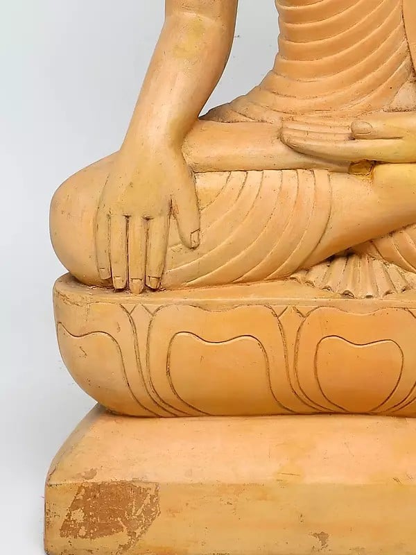 Exotic India 24" Bhumisparsha Buddha | Wood Carved Statue 