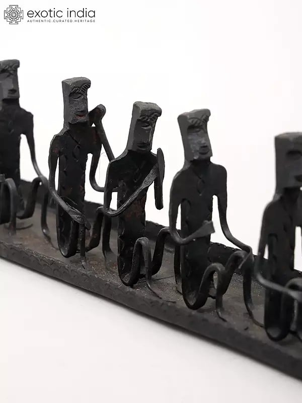 Exotic India 24" Dhokra Tribal Boat With Rowers | Decorative Table Piece 