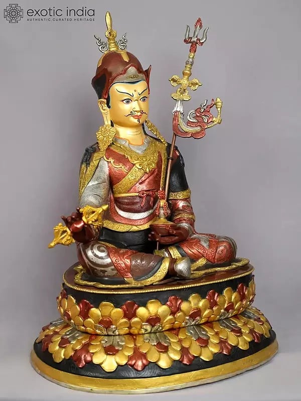 Exotic India 24" Guru Padmasambhava Copper Statue From Nepal 