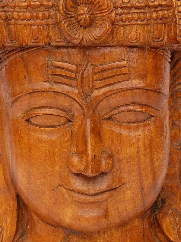 Exotic India 24" Lord Shiva Wall Hanging Head | Wood Carving 