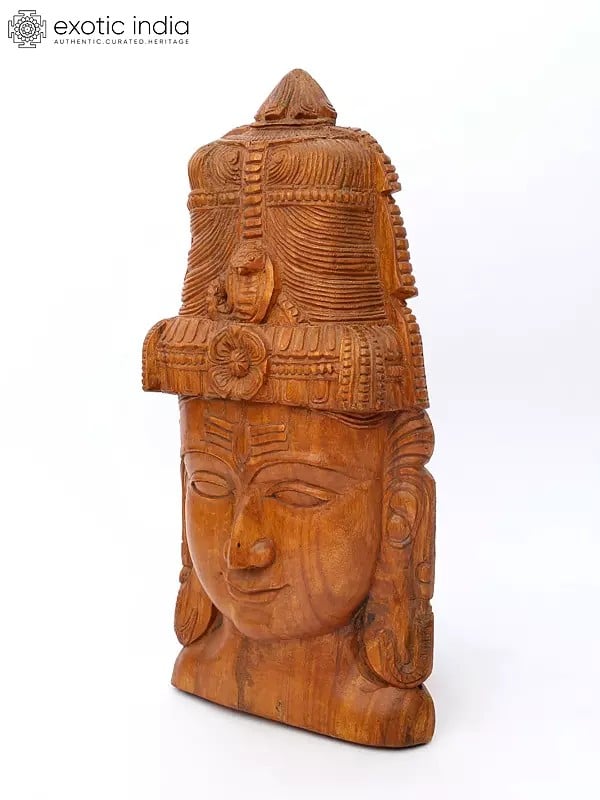Exotic India 24" Lord Shiva Wall Hanging Head | Wood Carving 