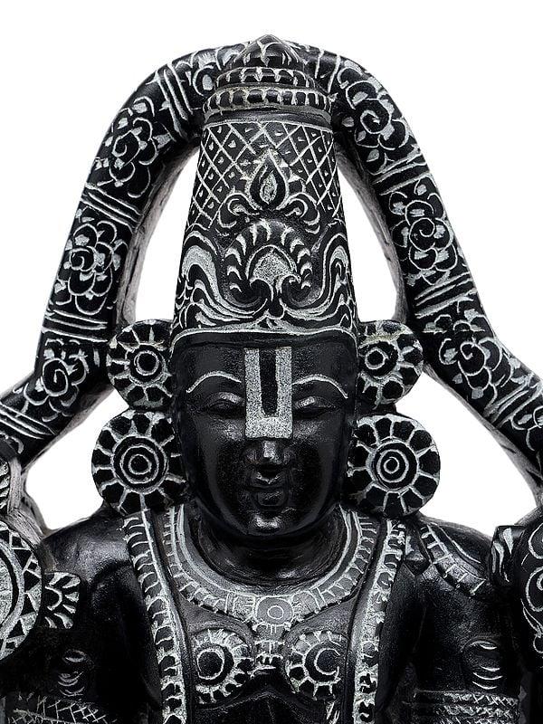 Exotic India 24" Lord Venkateshvara (Tirupati Balaji) Standing On Kirtimukha Throne | Sand Stone Statue | Made In Orissa 
