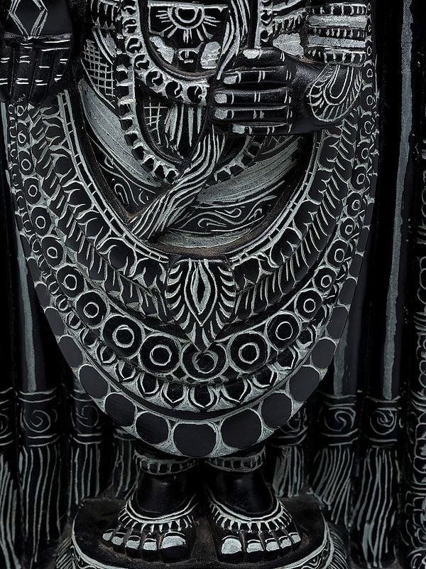 Exotic India 24" Lord Venkateshvara (Tirupati Balaji) Standing On Kirtimukha Throne | Sand Stone Statue | Made In Orissa 