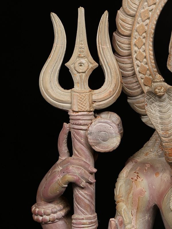 Exotic India 24" Standing Ardhanarishvara (Shiva-Shakti) | Pink Stone Statue | Made In Orissa 