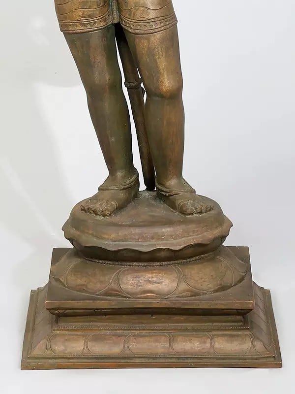Exotic India 24" Standing Lord Hanuman | Madhuchista Vidhana (Lost-Wax) | Panchaloha Bronze From Swamimalai 