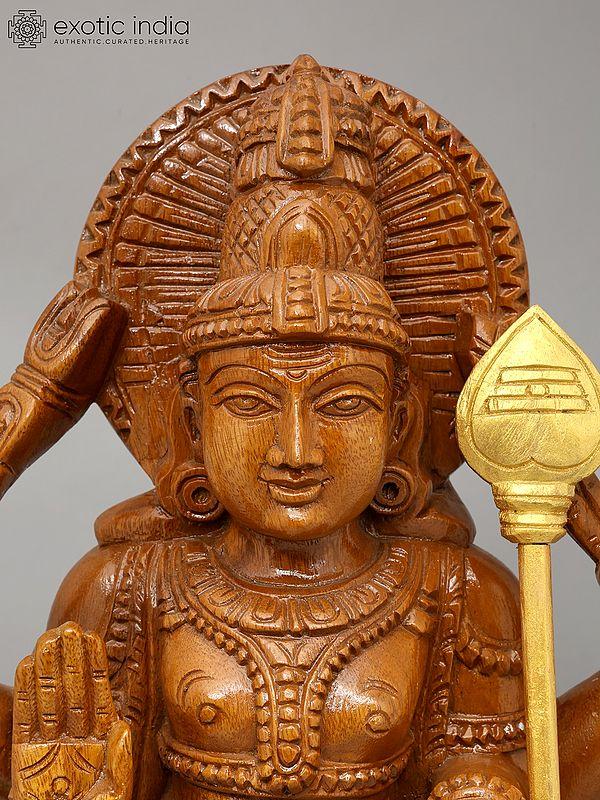 Exotic India 24" Standing Lord Murugan (Karttikeya) | Wood Carving 