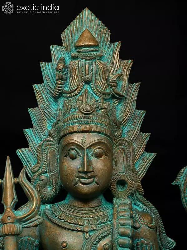 Exotic India 24" Standing Lord Shiva As Bhairava | Bronze Statue 