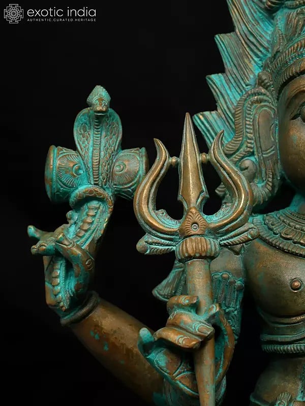 Exotic India 24" Standing Lord Shiva As Bhairava | Bronze Statue 