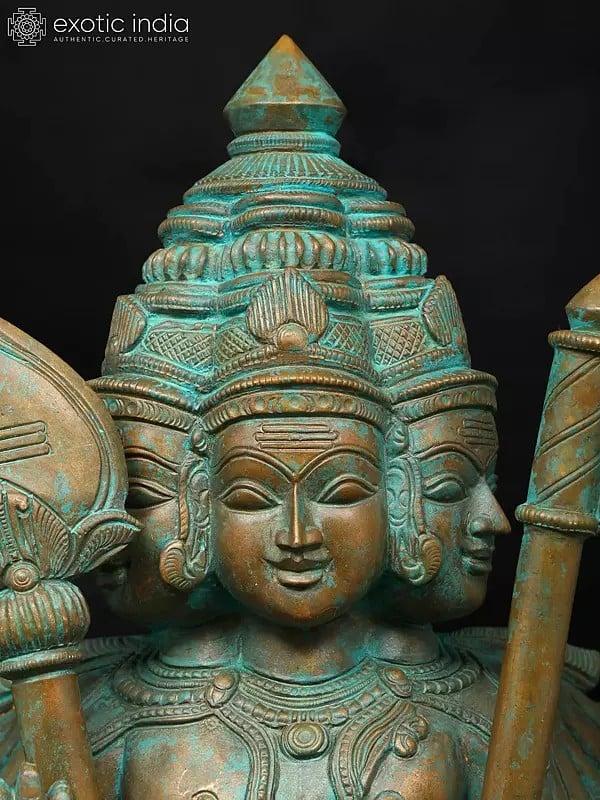 Exotic India 24" Standing Shanmukha Murugan With Multiple Hands | Bronze Statue 