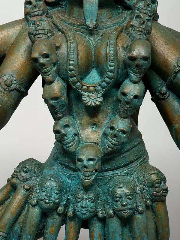 Exotic India 25" Goddess Kali Standing On Lord Shiva | Madhuchista Vidhana (Lost-Wax) | Panchaloha Bronze From Swamimalai 