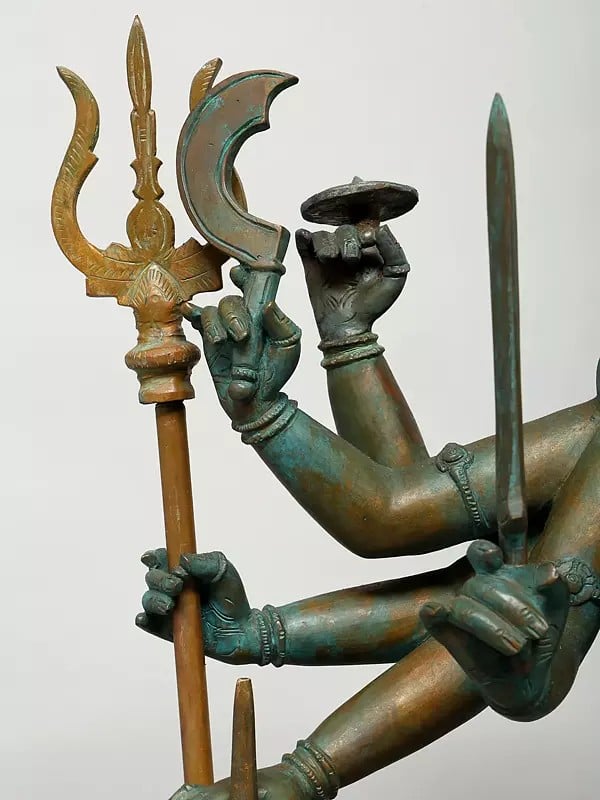 Exotic India 25" Goddess Kali Standing On Lord Shiva | Madhuchista Vidhana (Lost-Wax) | Panchaloha Bronze From Swamimalai 