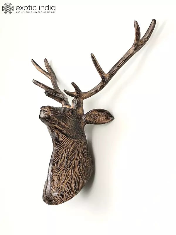 Exotic India 25" Modern Deer Statue With Sigar | Wall Hanging 