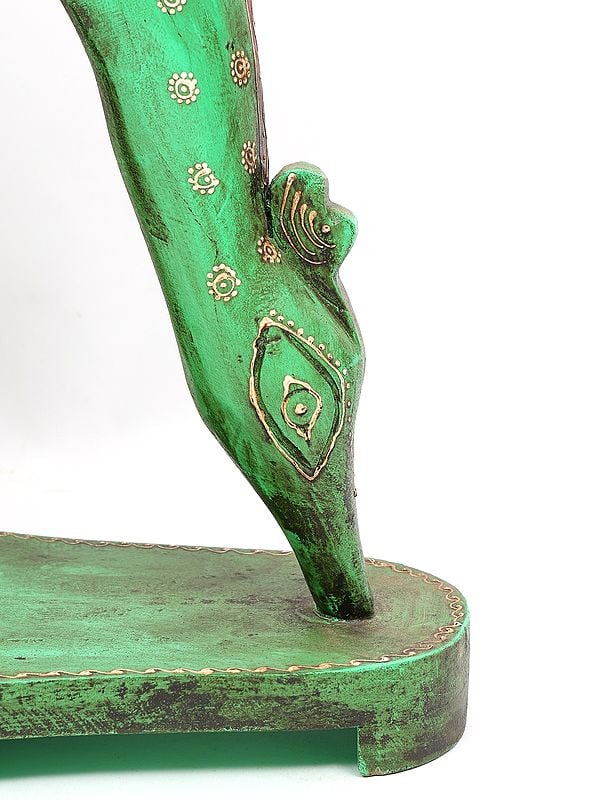 Exotic India 25" Peacock Design Green Table | Home Decor 