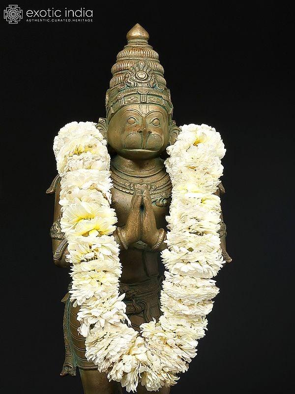 Exotic India 25" Standing Garuda And Hanuman | Set Of 2 | Madhuchista Vidhana (Lost-Wax) | Panchaloha Bronze From Swamimalai 