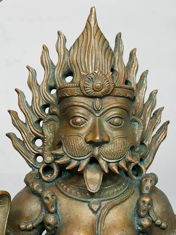 Exotic India 25" Standing Goddess Pratyangira With Kirtimukha Prabhavali | Madhuchista Vidhana (Lost-Wax) | Panchaloha Bronze From Swamimalai 