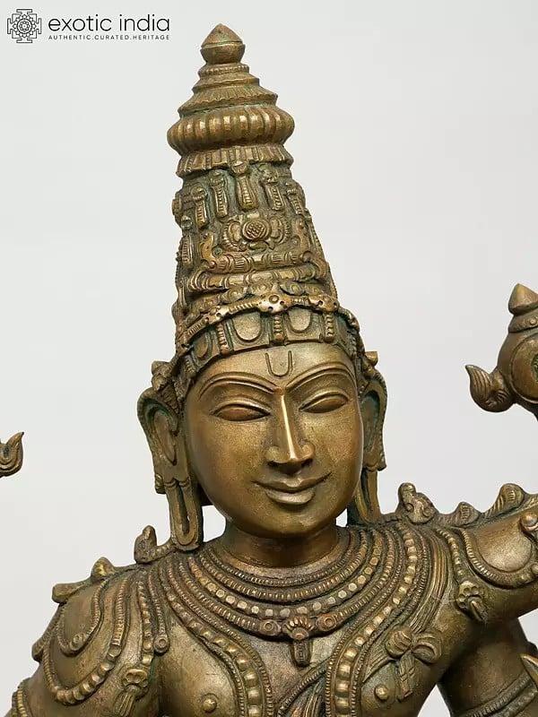 Exotic India 25" Superfine Ulagalantha Perumal | Madhuchista Vidhana (Lost-Wax) | Panchaloha Bronze From Swamimalai 