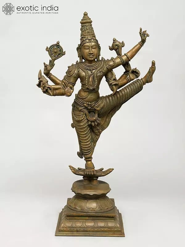 exotic india 25" Superfine Ulagalantha Perumal | Madhuchista Vidhana (Lost-Wax) | Panchaloha Bronze from Swamimalai 