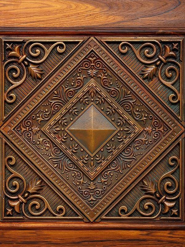 Exotic India 26" Bronze Design Wood Carved Frame | Wall Hanging 