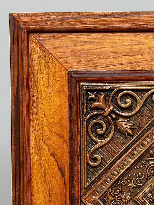Exotic India 26" Bronze Design Wood Carved Frame | Wall Hanging 