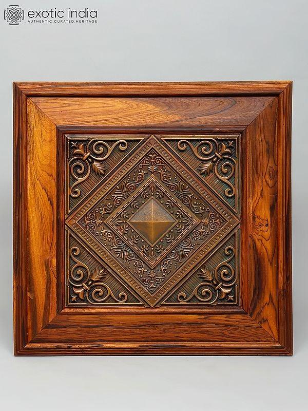 exotic india 26" Bronze Design Wood Carved Frame | Wall Hanging 