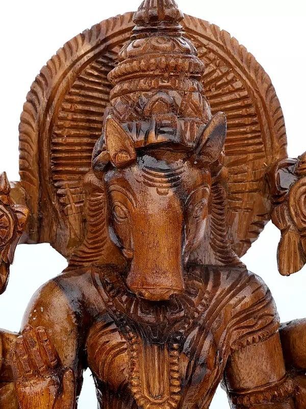 Exotic India 26" Eight Armed Goddess Varahi | Wood Carving 