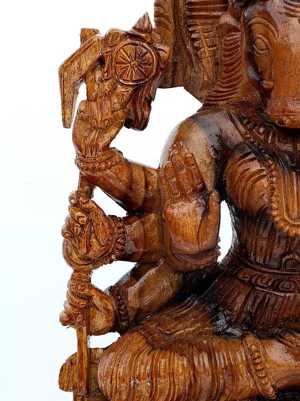 Exotic India 26" Eight Armed Goddess Varahi | Wood Carving 
