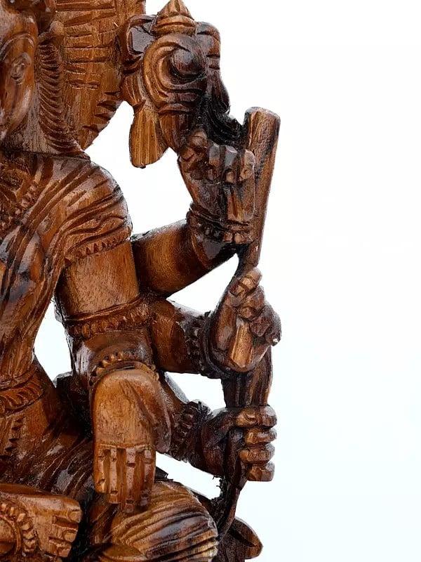 Exotic India 26" Eight Armed Goddess Varahi | Wood Carving 