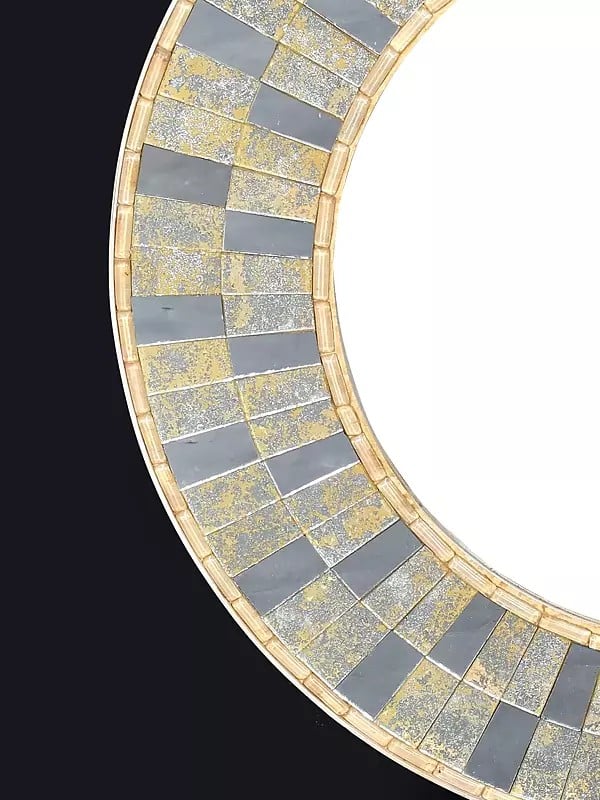 Exotic India 26" Round Shaped Designer Mirror | Wall Hanging | Home Decor