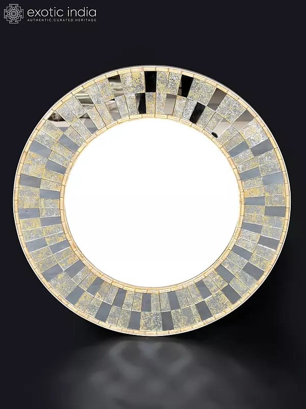exotic india 26" Round Shaped Designer Mirror | Wall Hanging | Home Decor 