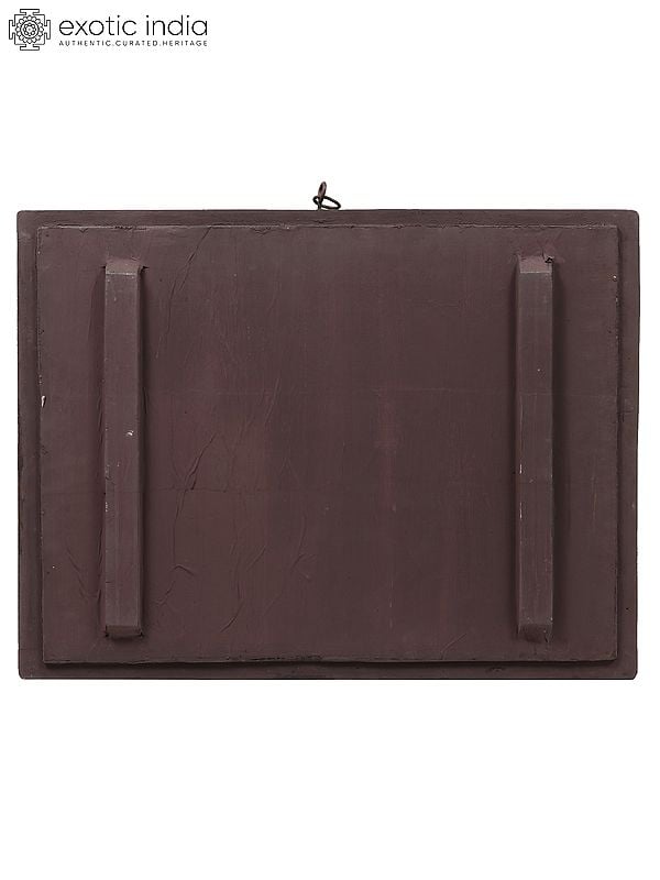 Exotic India 26" Shesh-Shayi Lord Krishna | Tanjore Painting With Frame 