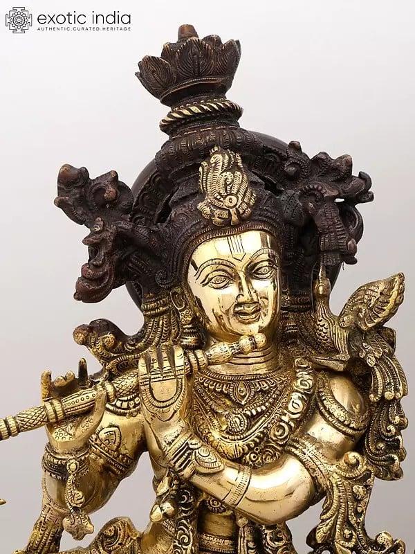 Exotic India 27" Divine Melody Of Radha-Krishna | Brass Statue | Made In India | Handmade 