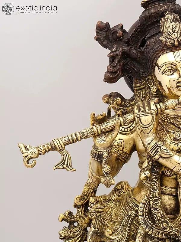 Exotic India 27" Divine Melody Of Radha-Krishna | Brass Statue | Made In India | Handmade 