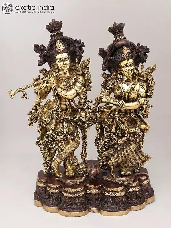 exotic india 27" Divine Melody of Radha-Krishna | Brass Statue | Made In India | Handmade 