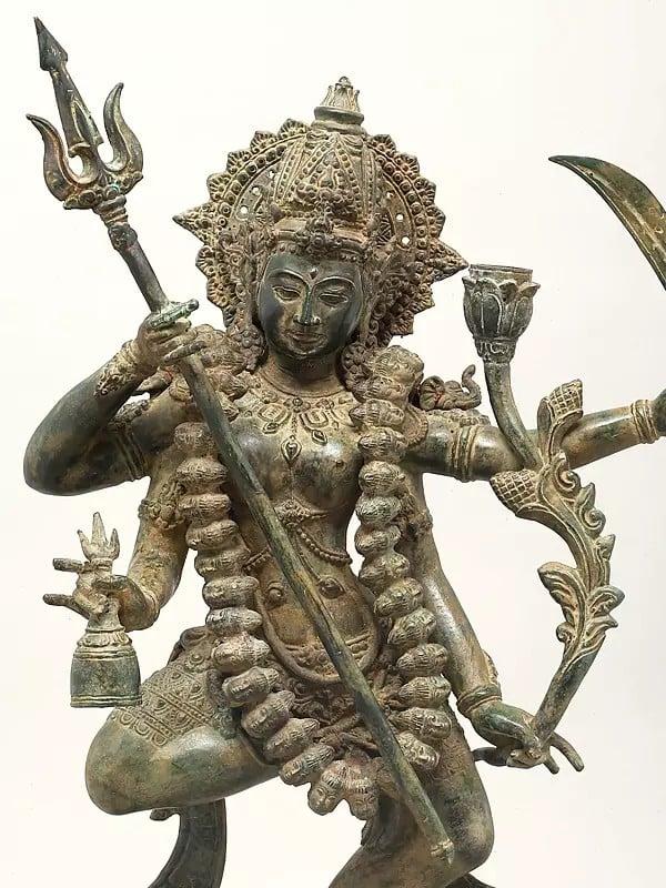 Exotic India 27" Fierce Grace: Dancing Goddess Kali Sculpture From Indonesia 