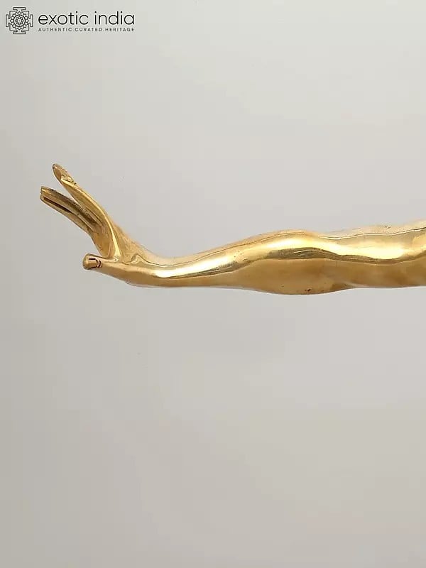 Exotic India 27" That One Breath Before The Dive - The Olympic Swimmer | Decorative Brass Statue | Home Decor 