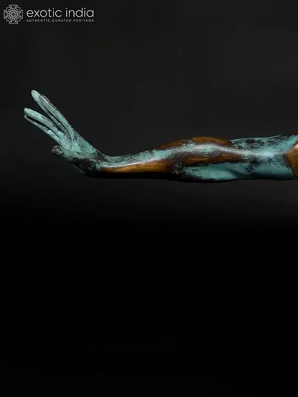 Exotic India 27" The Moment Before The Dive - The Olympic Swimmer | Brass Staute With Bronze Finish