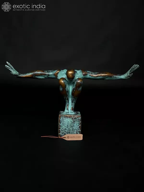 exotic india 27" The Moment Before The Dive - The Olympic Swimmer | Brass Staute with Bronze Finish 