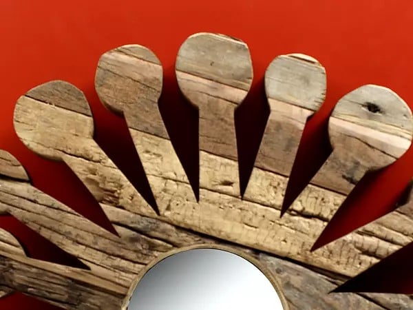 Exotic India 27" Vintage Wooden Designer Framed Mirror 