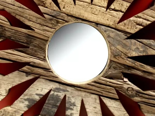 Exotic India 27" Vintage Wooden Designer Framed Mirror 