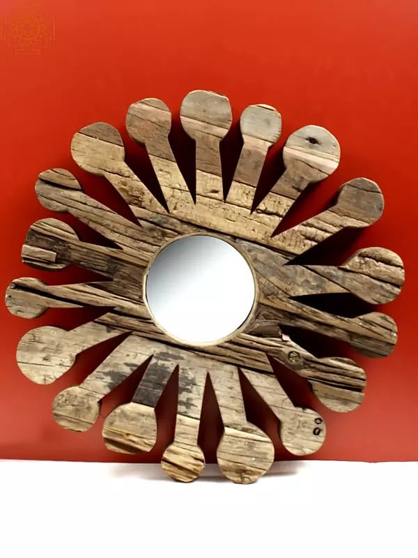 exotic india 27" Vintage Wooden Designer Framed Mirror 