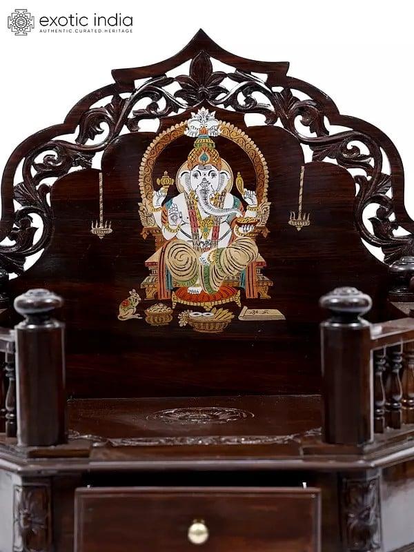 Exotic India 28" Designer Mandasana/Temple With Lord Ganesha Inlay 
