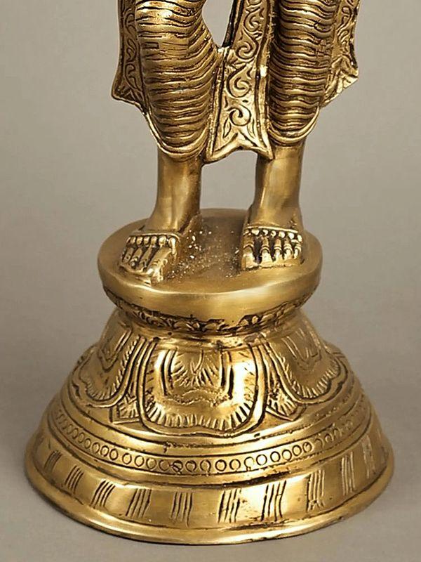 Exotic India 28" Large Sized Gracious Namaste Lady Brass Statue | Handmade 