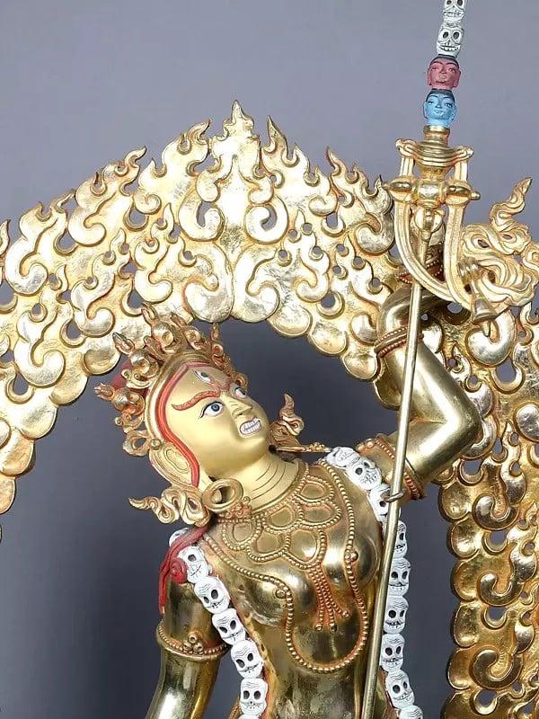 Exotic India 28" Vajrayogini Copper Statue Gilded With Gold | Idol From Nepal 