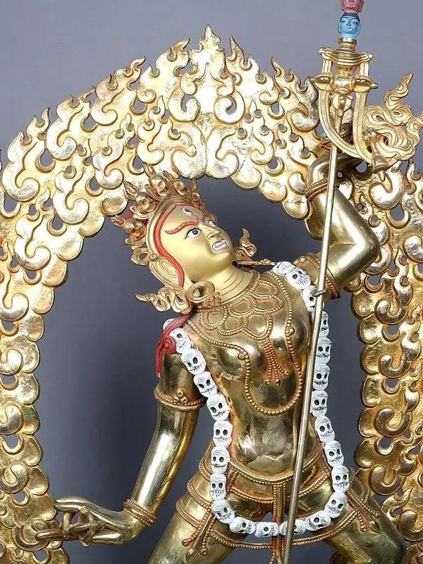 Exotic India 28" Vajrayogini Copper Statue Gilded With Gold | Idol From Nepal 