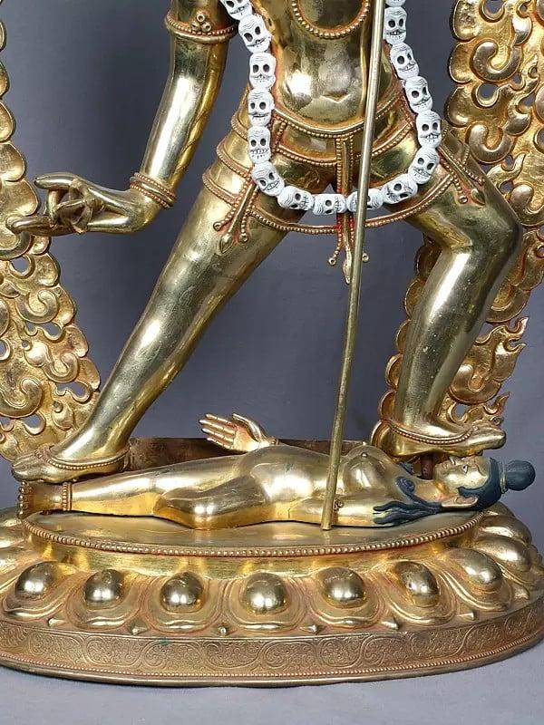 Exotic India 28" Vajrayogini Copper Statue Gilded With Gold | Idol From Nepal 