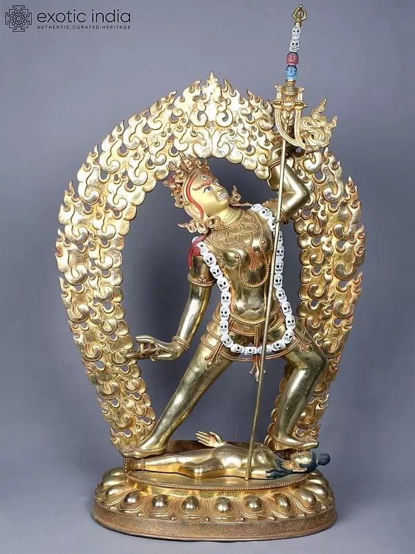 exotic india 28" Vajrayogini Copper Statue Gilded with Gold | Idol from Nepal 