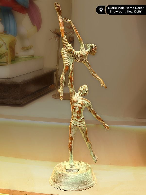 Exotic India 29" Contemporary Dance Couple | Modern Art Brass Statue | Home Decor 
