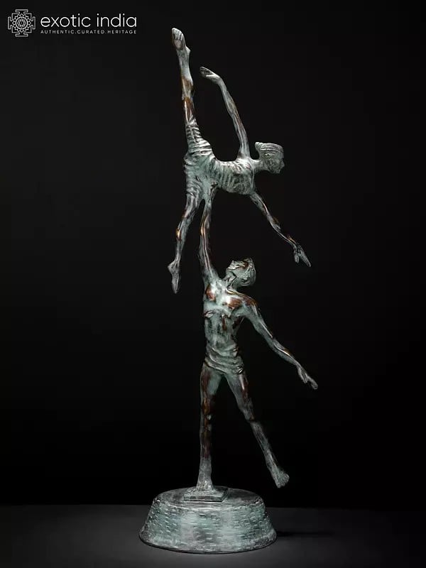 exotic india 29" Contemporary Dance Couple | Modern Art Brass Statue | Home Decor 