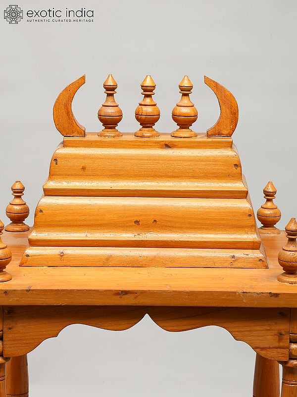 Exotic India 29" Designer Open Temple For Home | Wood Carving 