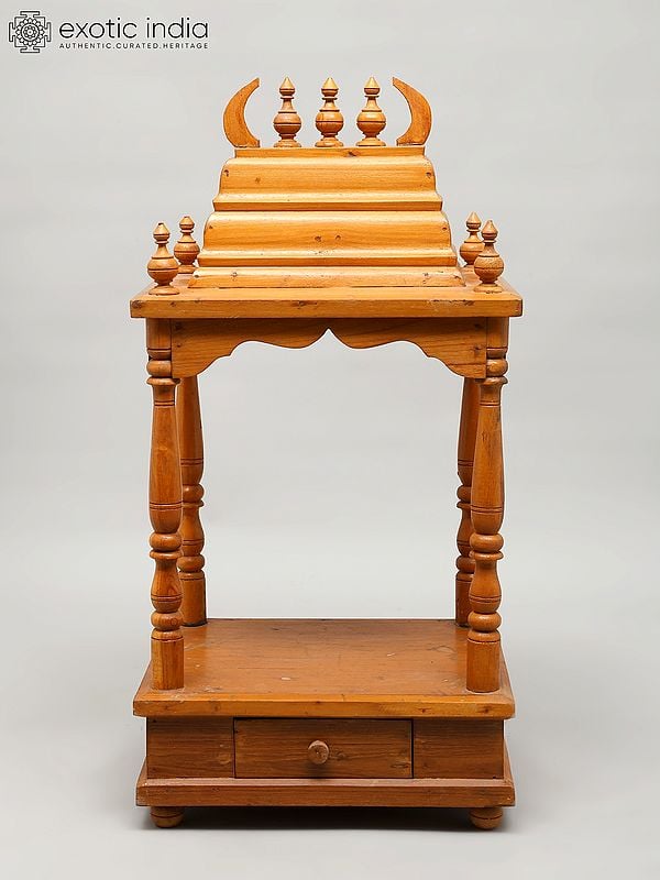 exotic india 29" Designer Open Temple for Home | Wood Carving 